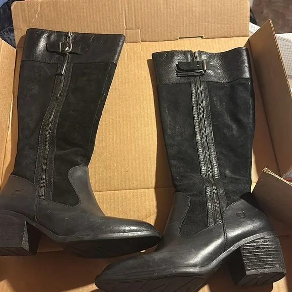 Born black suede leather tall boot Uchee F73809 riding equestrian knee high - Picture 5 of 7